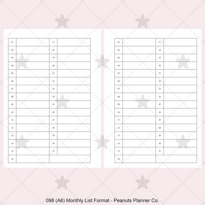 098: Monthly List Format Mo1P