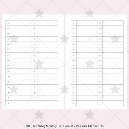 098: Monthly List Format Mo1P
