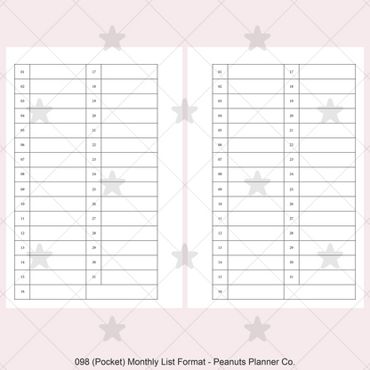 098: Monthly List Format Mo1P