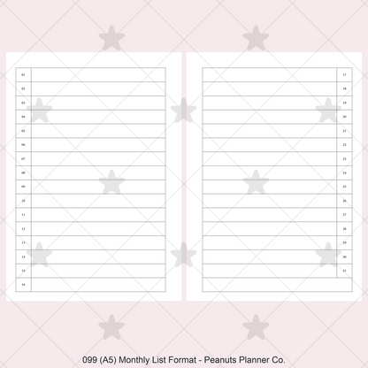 099: Monthly List Format Mo2P