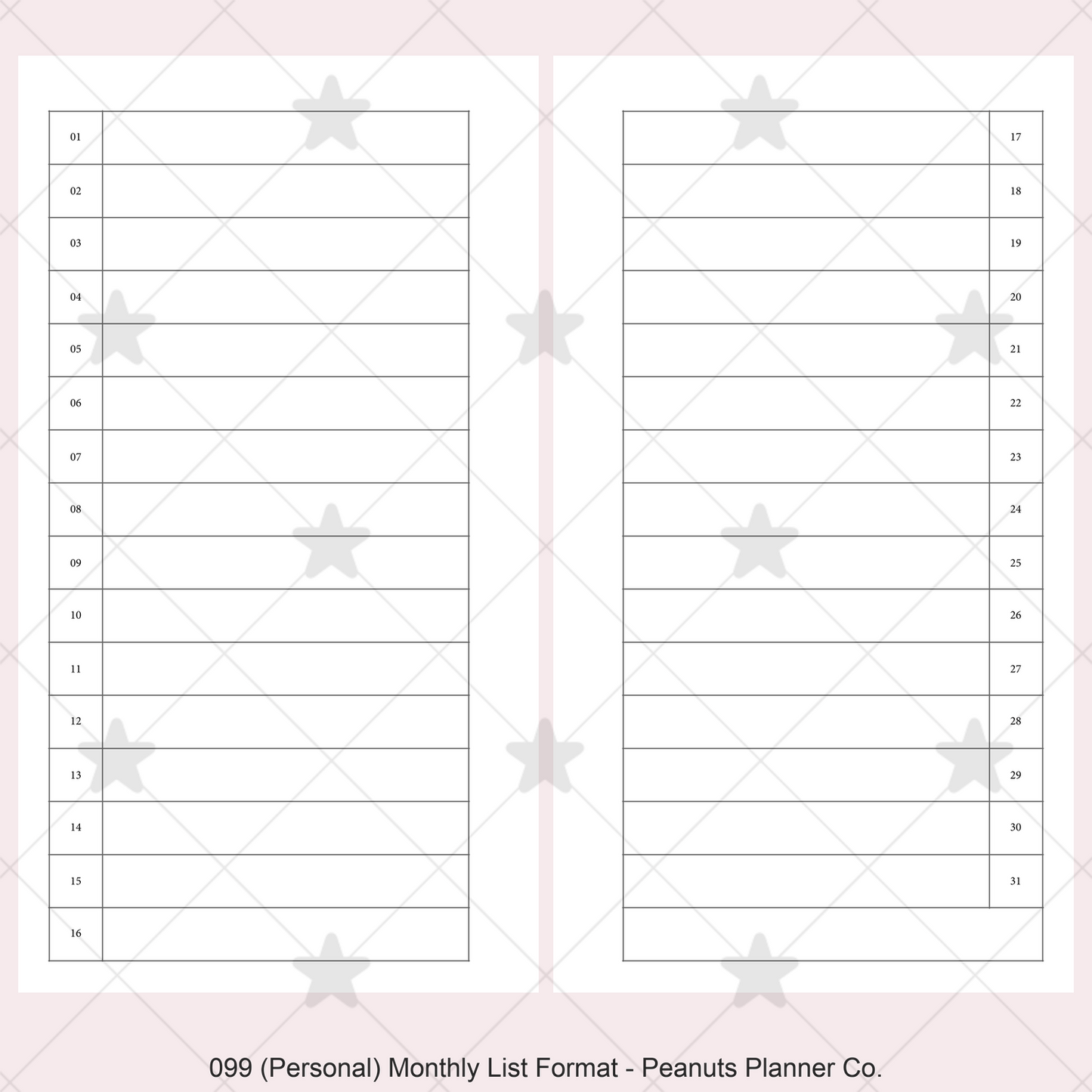 099: Monthly List Format Mo2P