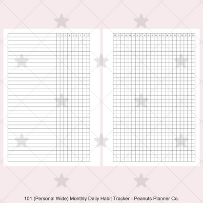101: Monthly Daily Habit Tracker Mo2P