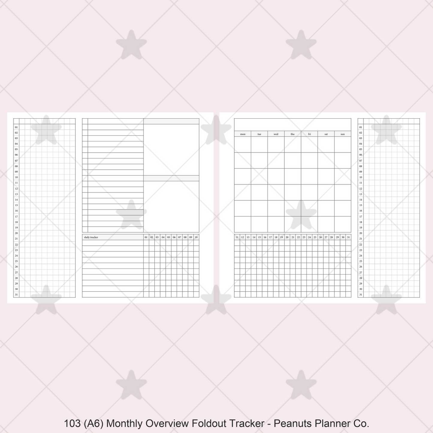 103: Monthly Overview Foldout w/ Tracker Mo2P