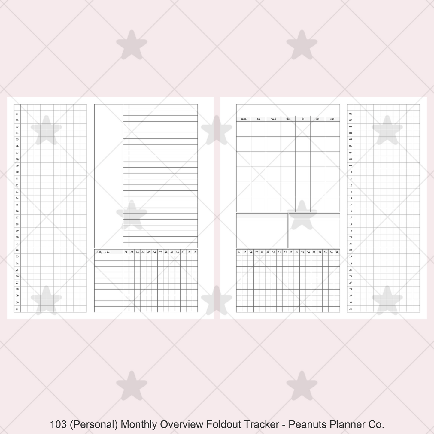 103: Monthly Overview Foldout w/ Tracker Mo2P