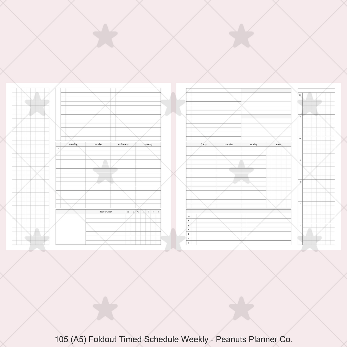 105: Foldout Timed Schedule Weekly Categories w/ Tracker Wo2P