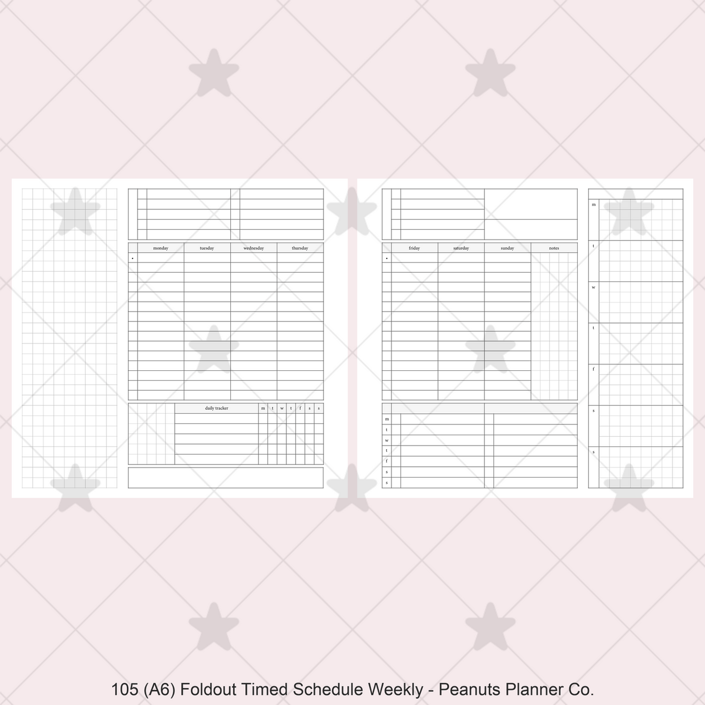 105: Foldout Timed Schedule Weekly Categories w/ Tracker Wo2P
