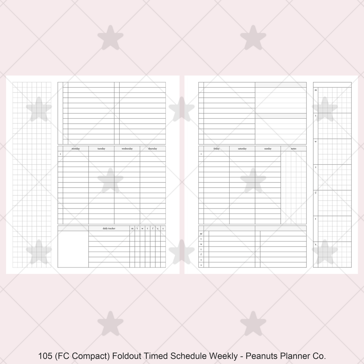105: Foldout Timed Schedule Weekly Categories w/ Tracker Wo2P