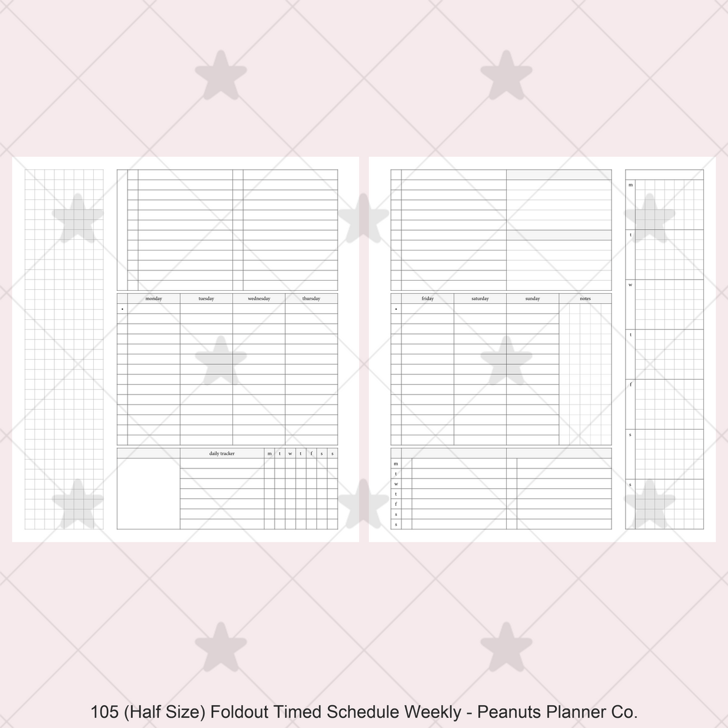 105: Foldout Timed Schedule Weekly Categories w/ Tracker Wo2P