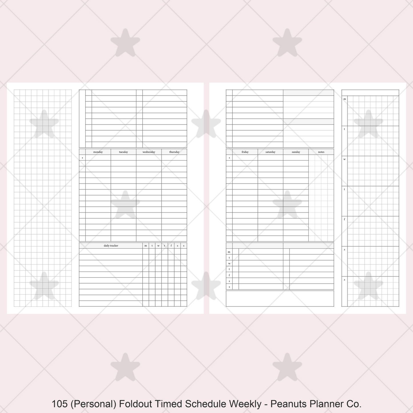 105: Foldout Timed Schedule Weekly Categories w/ Tracker Wo2P