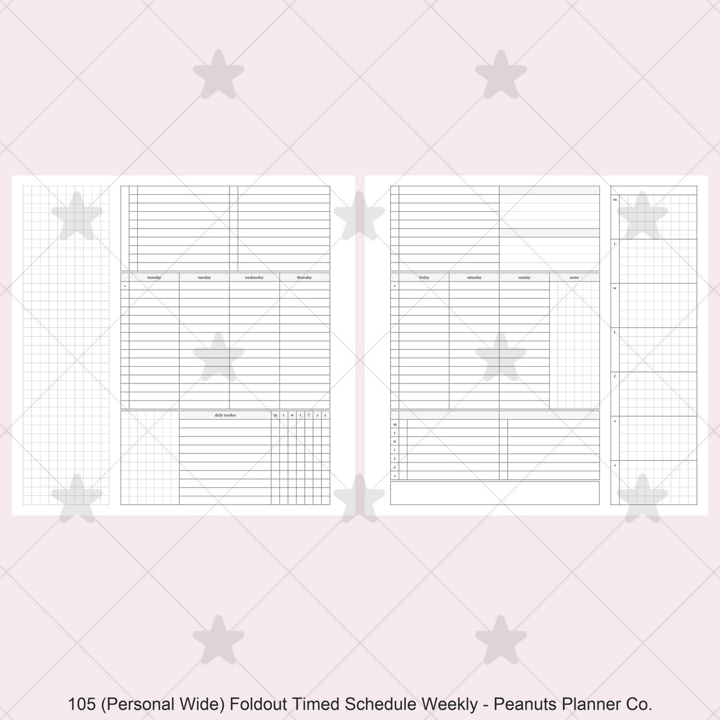 105: Foldout Timed Schedule Weekly Categories w/ Tracker Wo2P