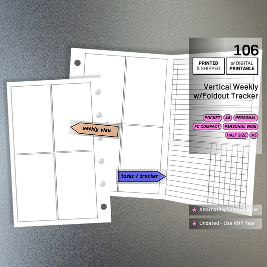106: Vertical Weekly Foldout w/ Tracker Wo2P