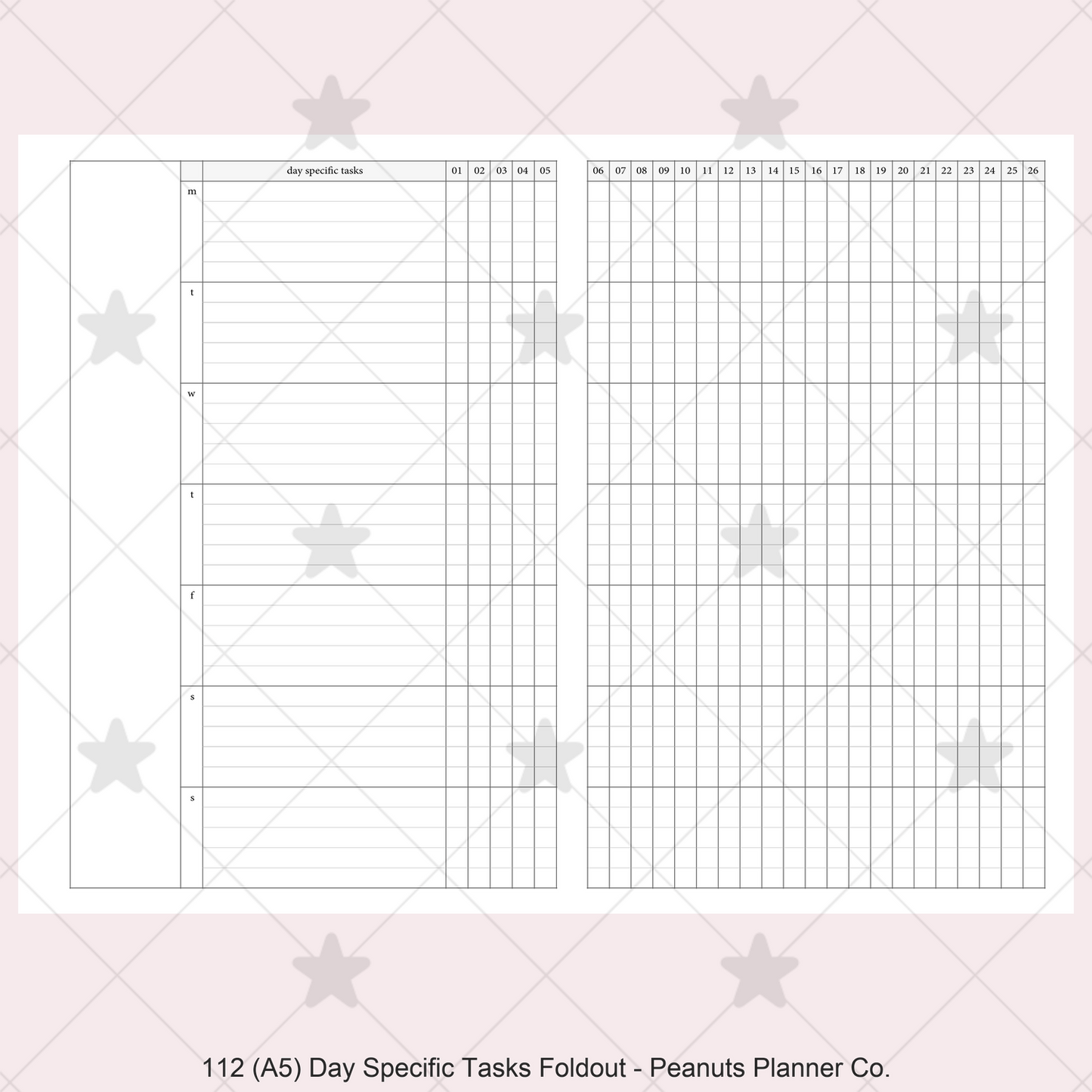 112: Day Specific Tasks Foldout