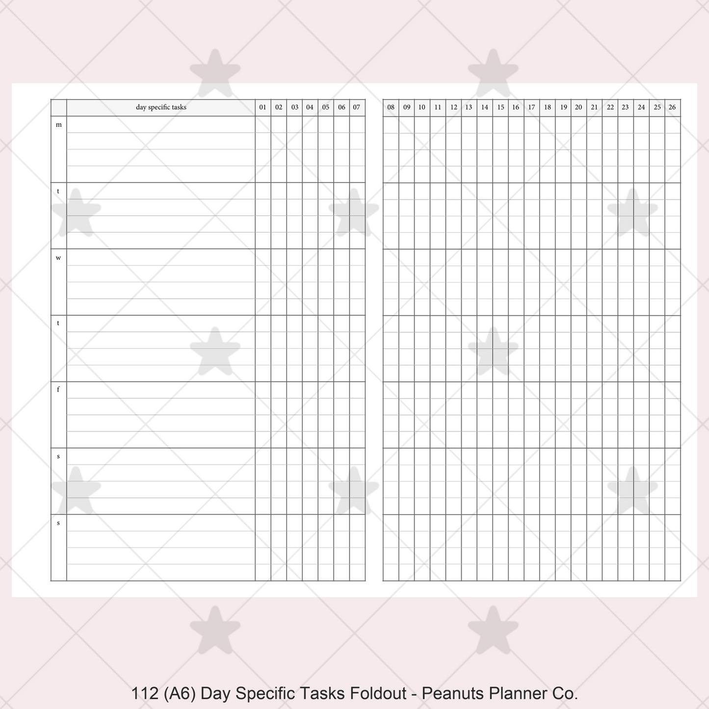 112: Day Specific Tasks Foldout