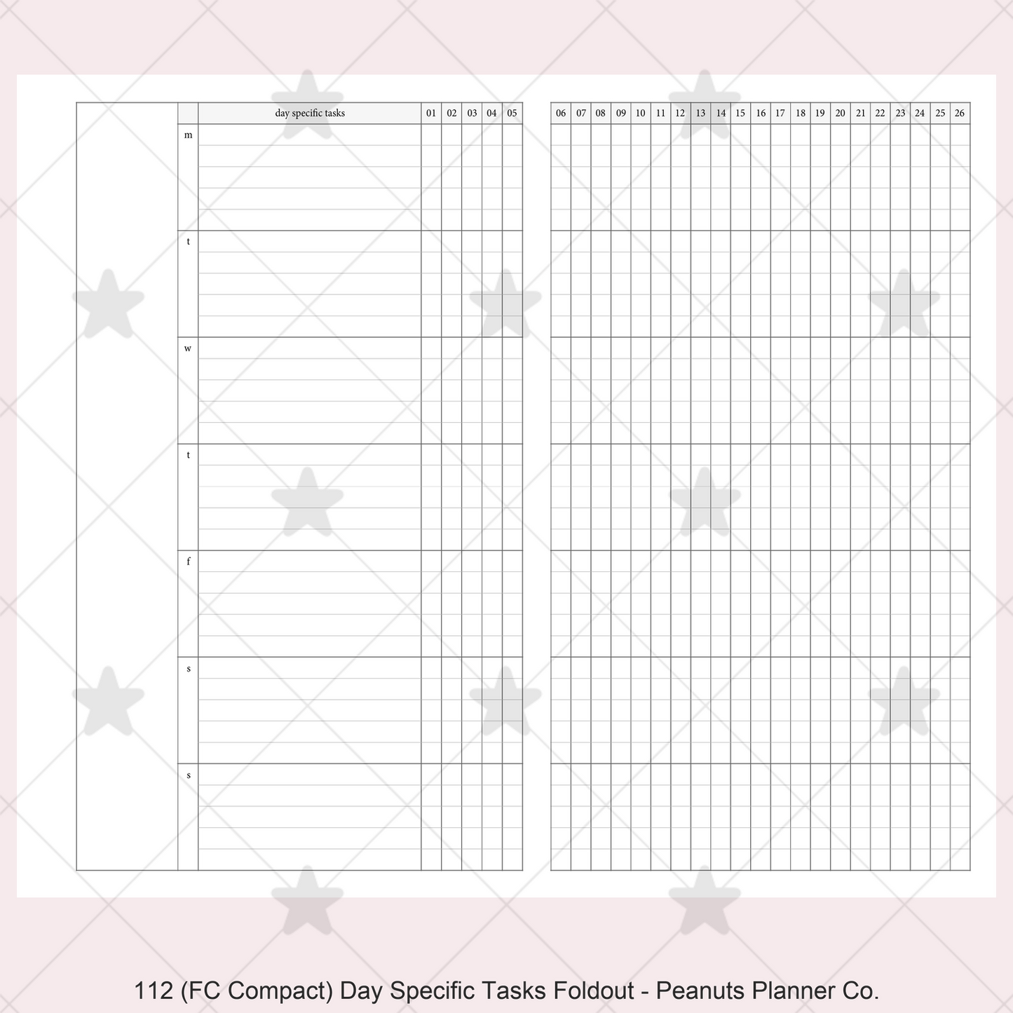 112: Day Specific Tasks Foldout