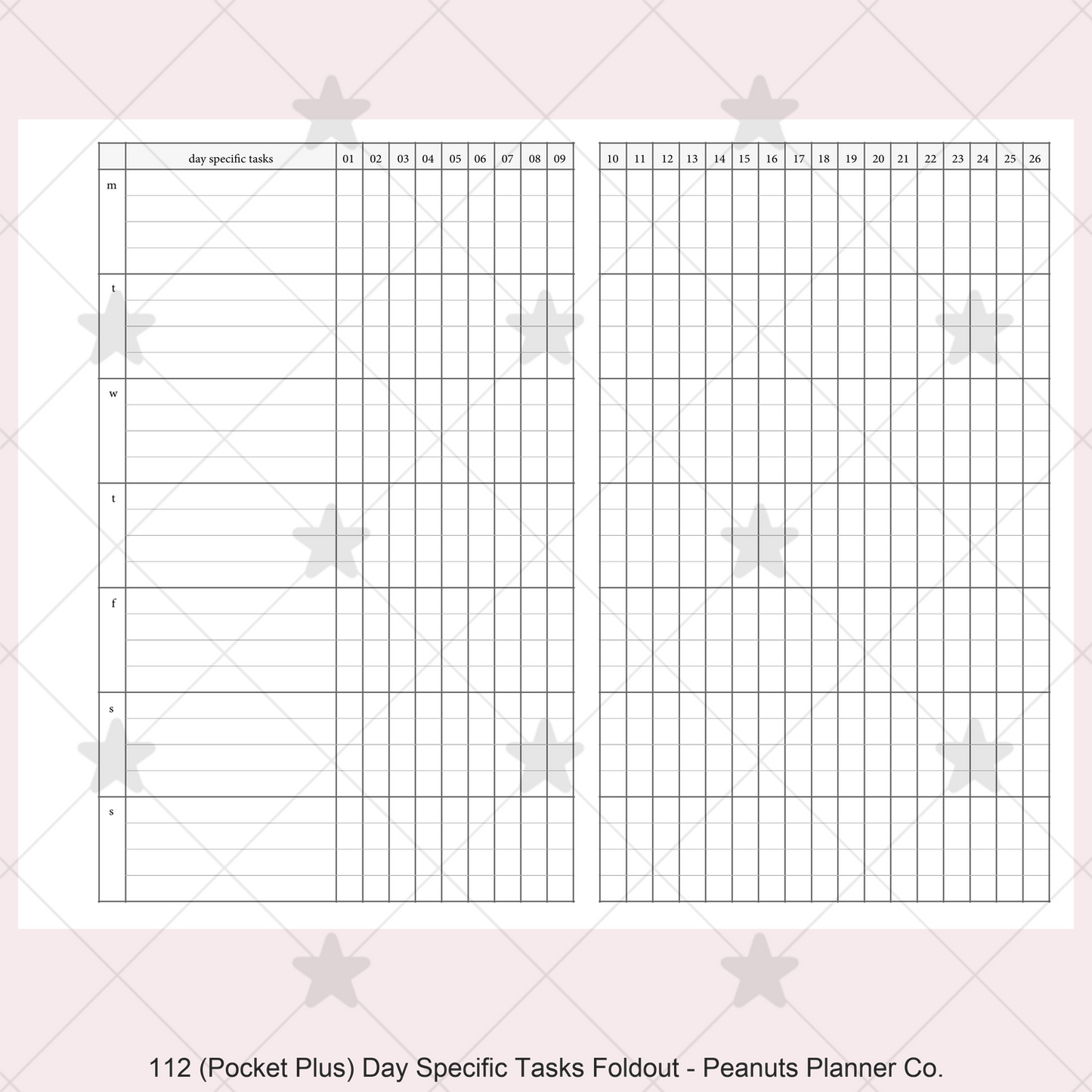 112: Day Specific Tasks Foldout