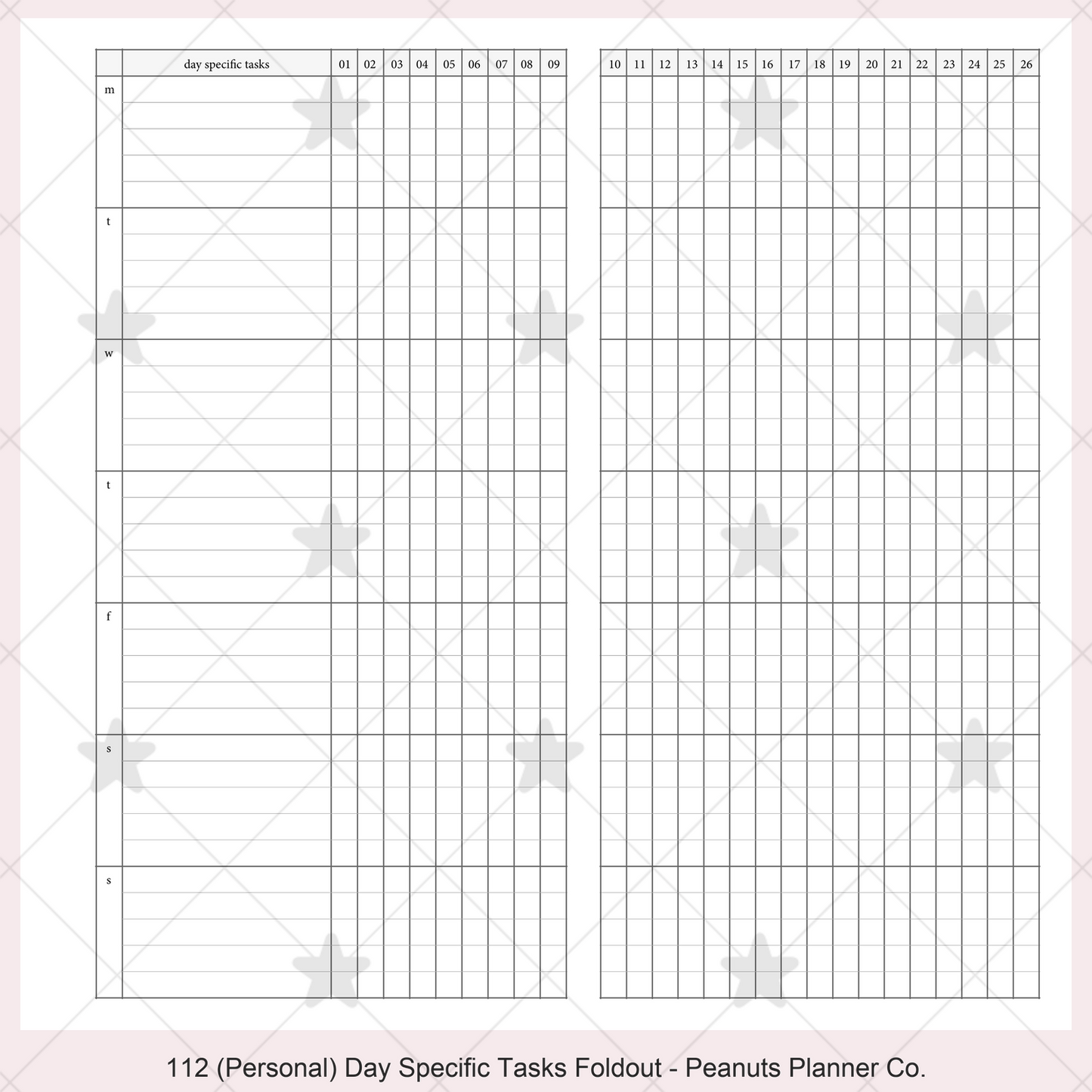 112: Day Specific Tasks Foldout