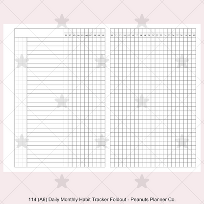 114: Daily Monthly Habit Tracker Foldout