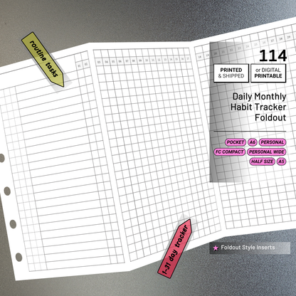 114: Daily Monthly Habit Tracker Foldout