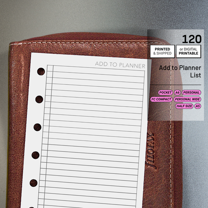 120: Add to Planner List