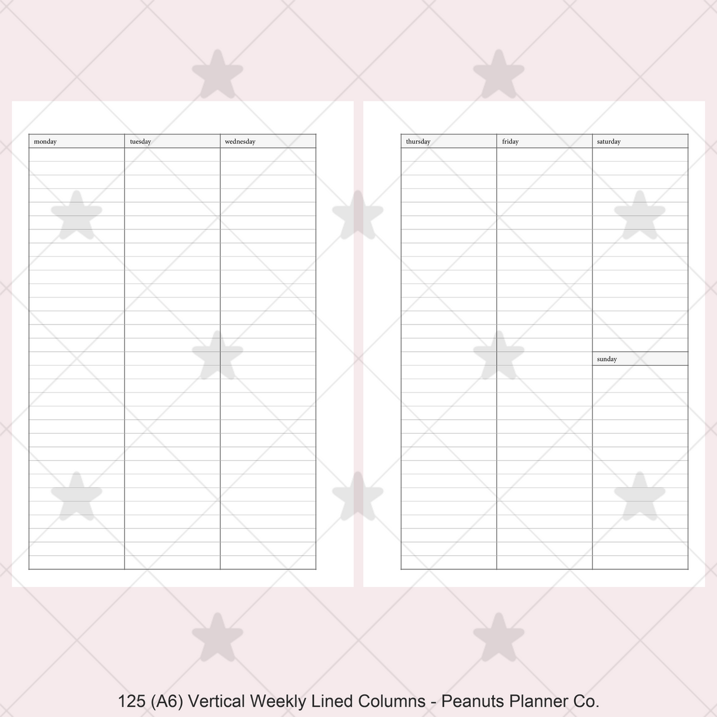 125: Vertical Weekly Lined Columns Wo2P
