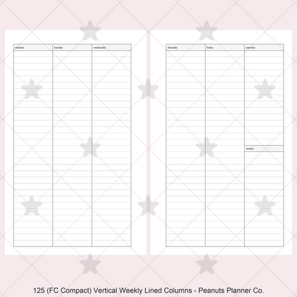 125: Vertical Weekly Lined Columns Wo2P