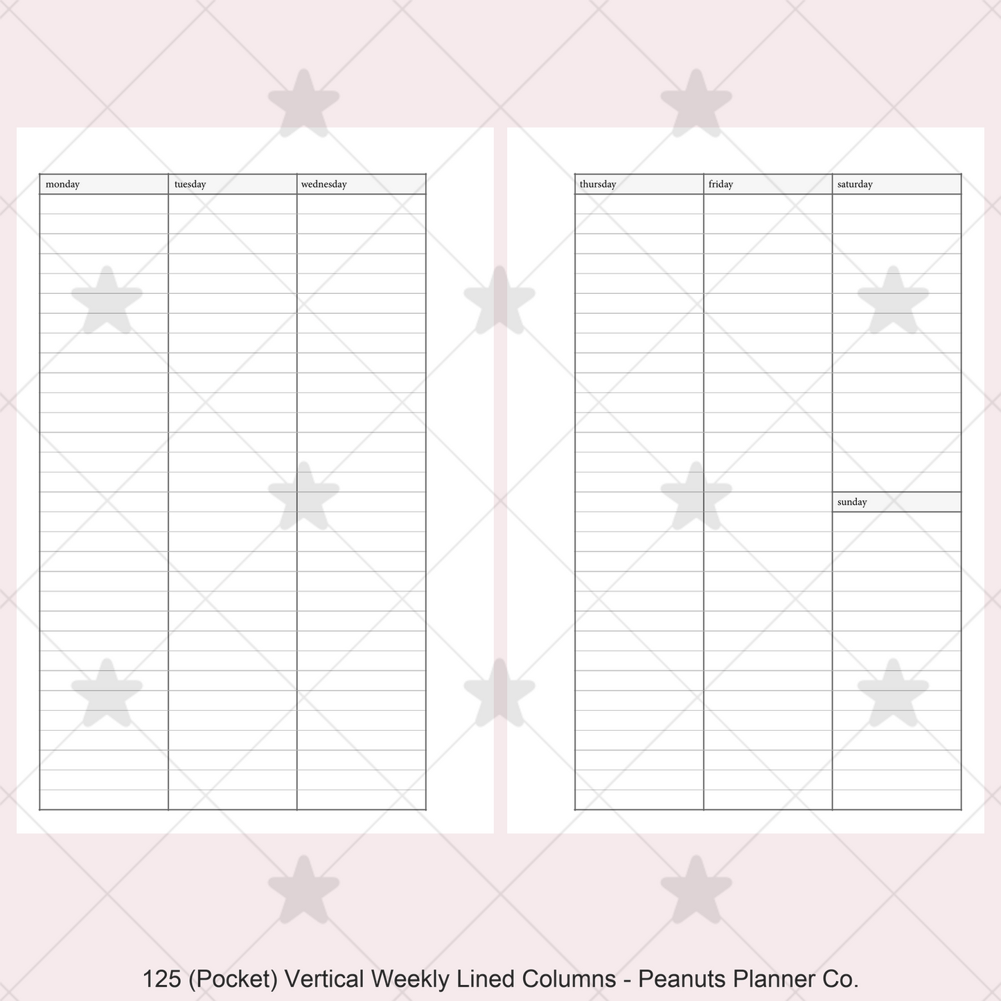 125: Vertical Weekly Lined Columns Wo2P