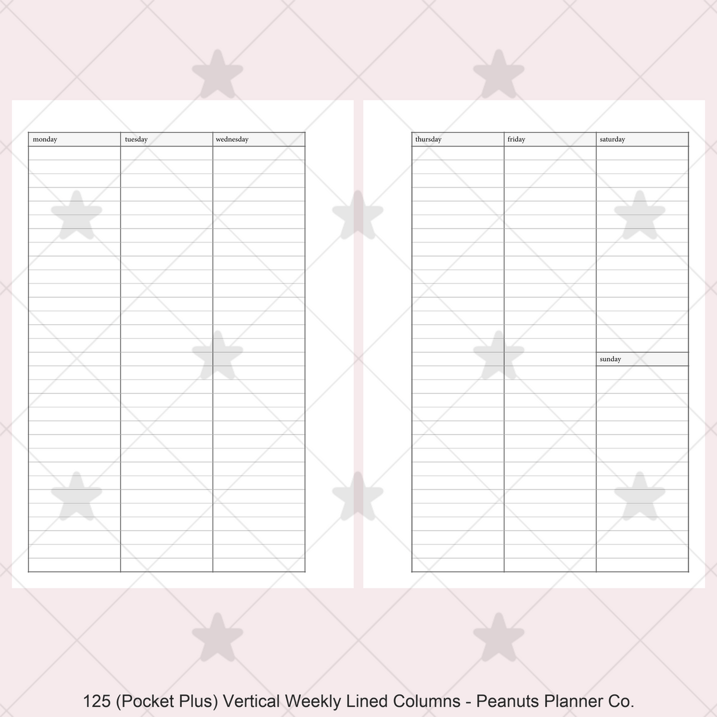 125: Vertical Weekly Lined Columns Wo2P