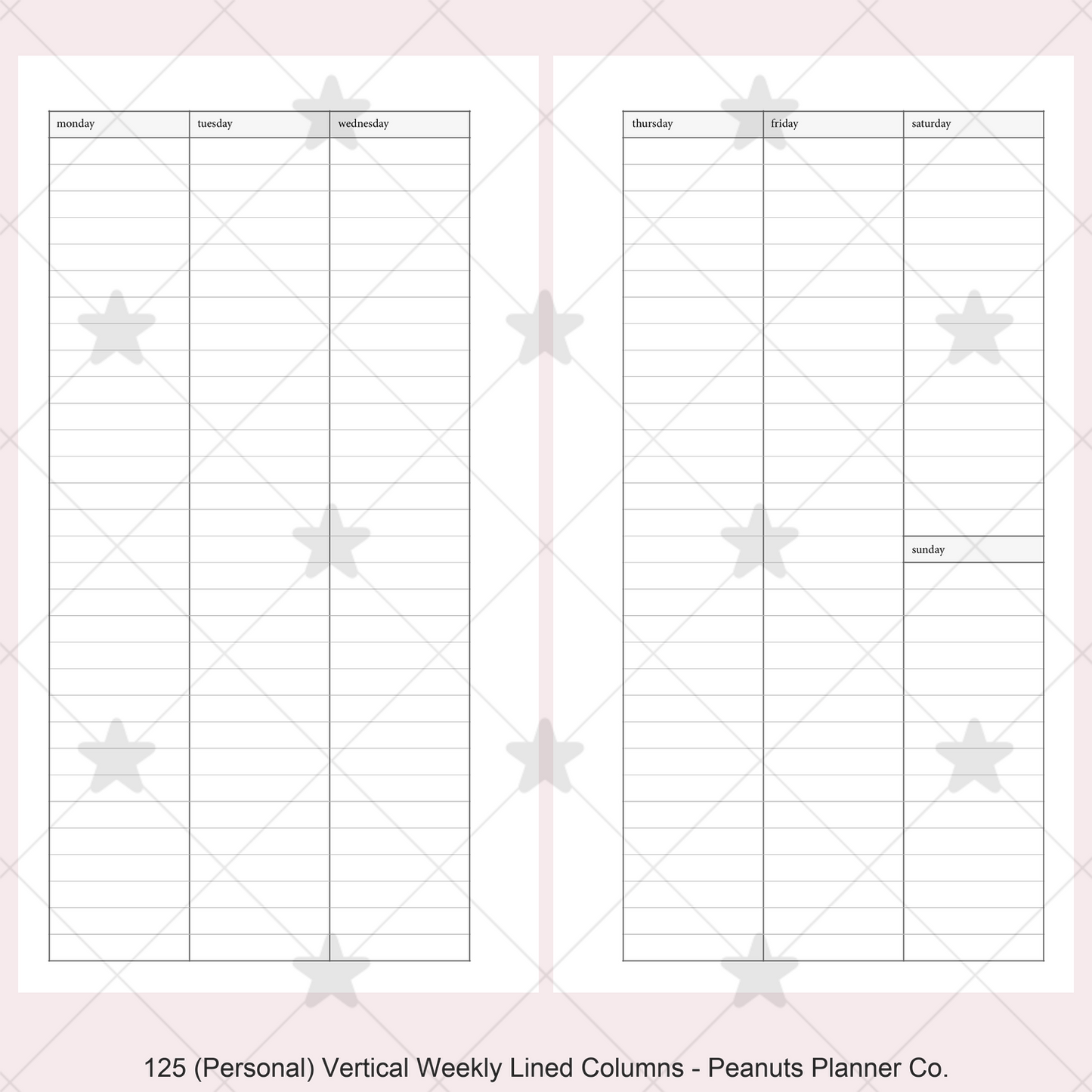 125: Vertical Weekly Lined Columns Wo2P