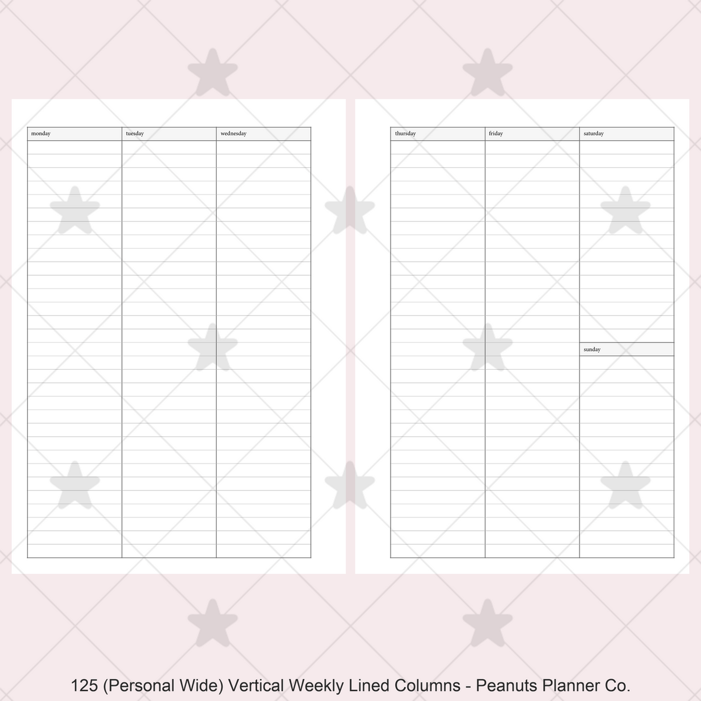 125: Vertical Weekly Lined Columns Wo2P