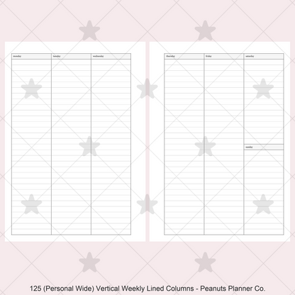 125: Vertical Weekly Lined Columns Wo2P