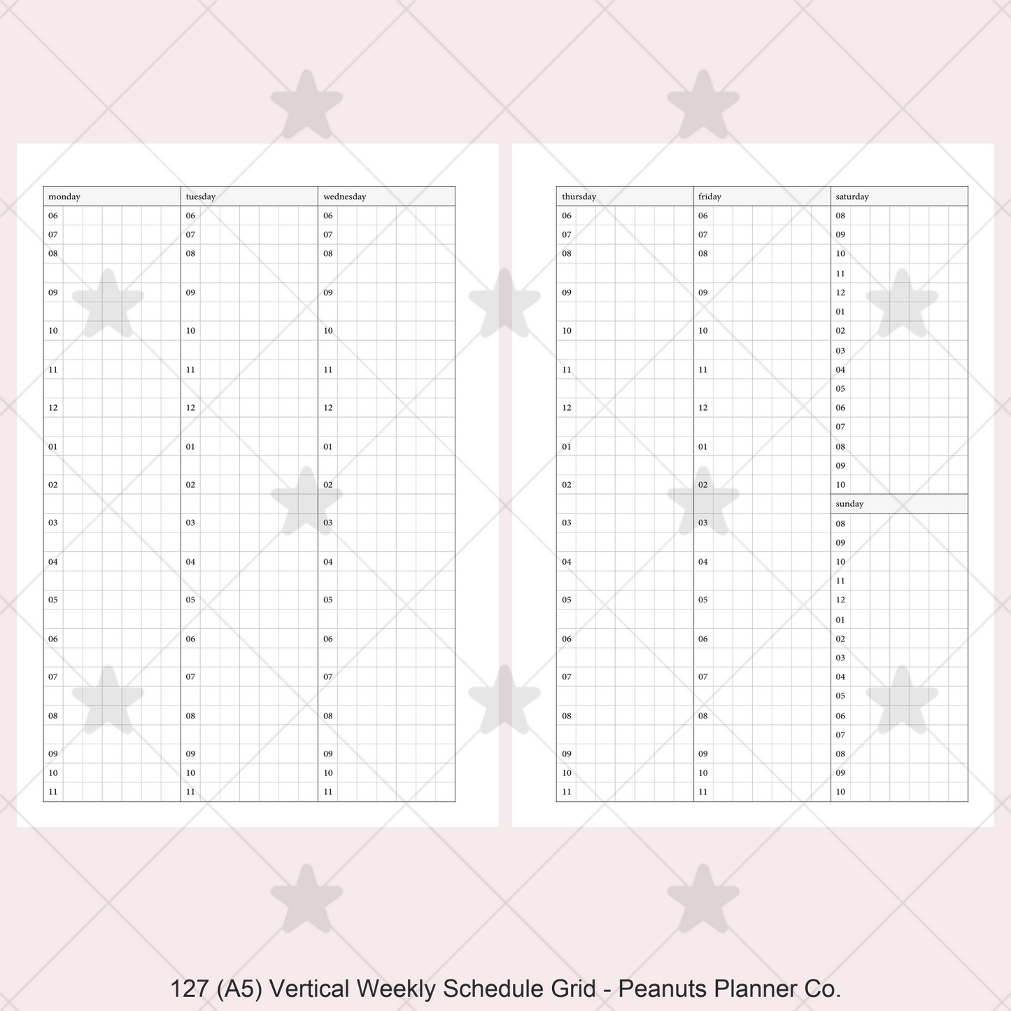 127: Vertical Weekly Timed Schedule Grid Columns Wo2P
