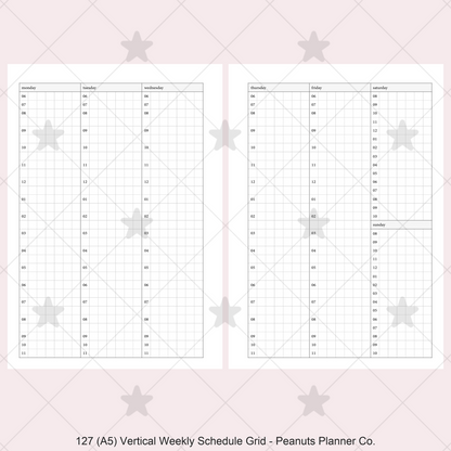127: Vertical Weekly Timed Schedule Grid Columns Wo2P