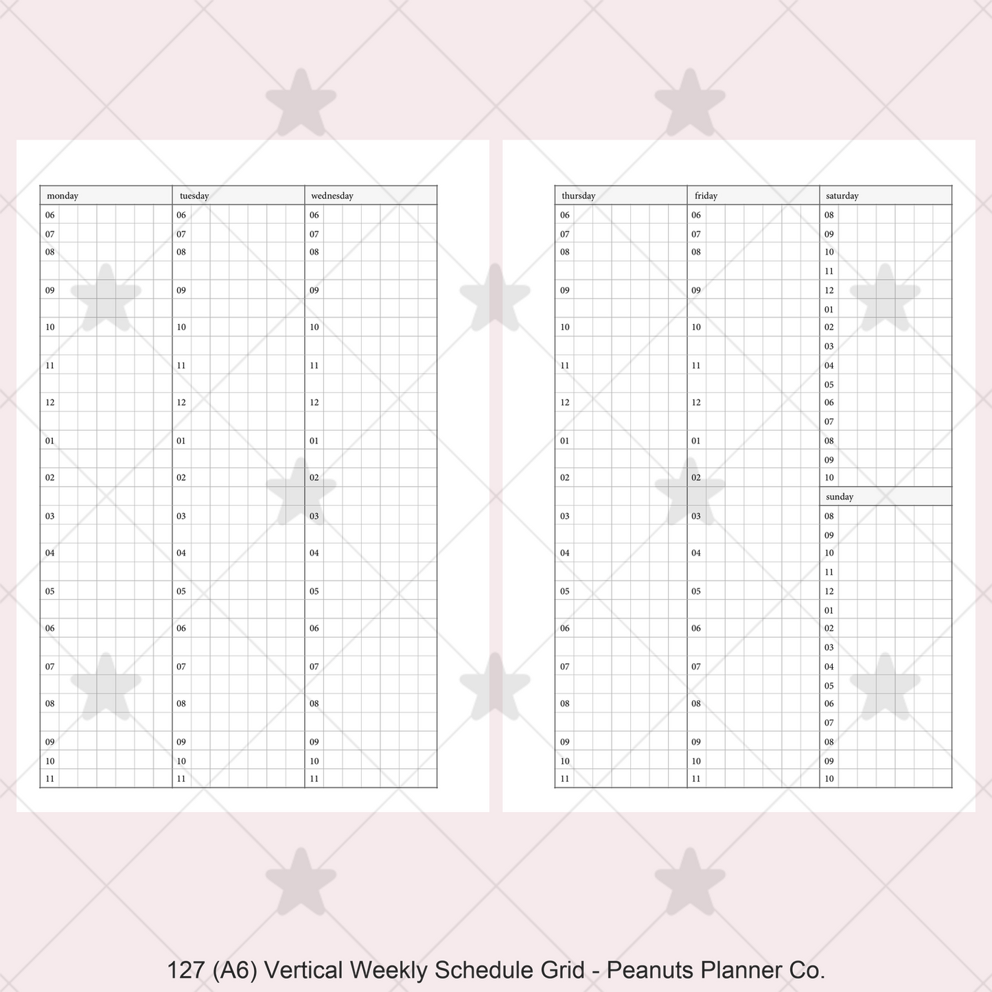 127: Vertical Weekly Timed Schedule Grid Columns Wo2P