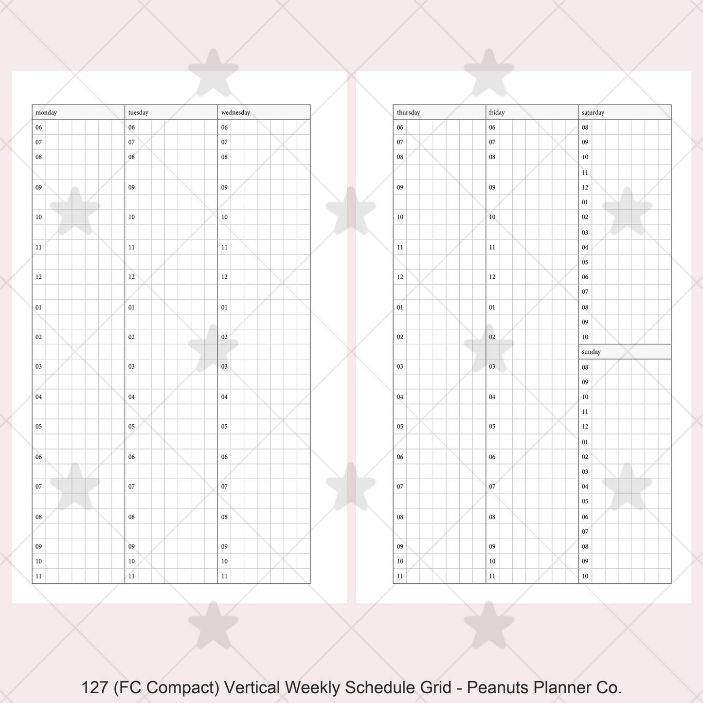 127: Vertical Weekly Timed Schedule Grid Columns Wo2P