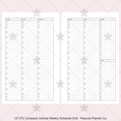 127: Vertical Weekly Timed Schedule Grid Columns Wo2P