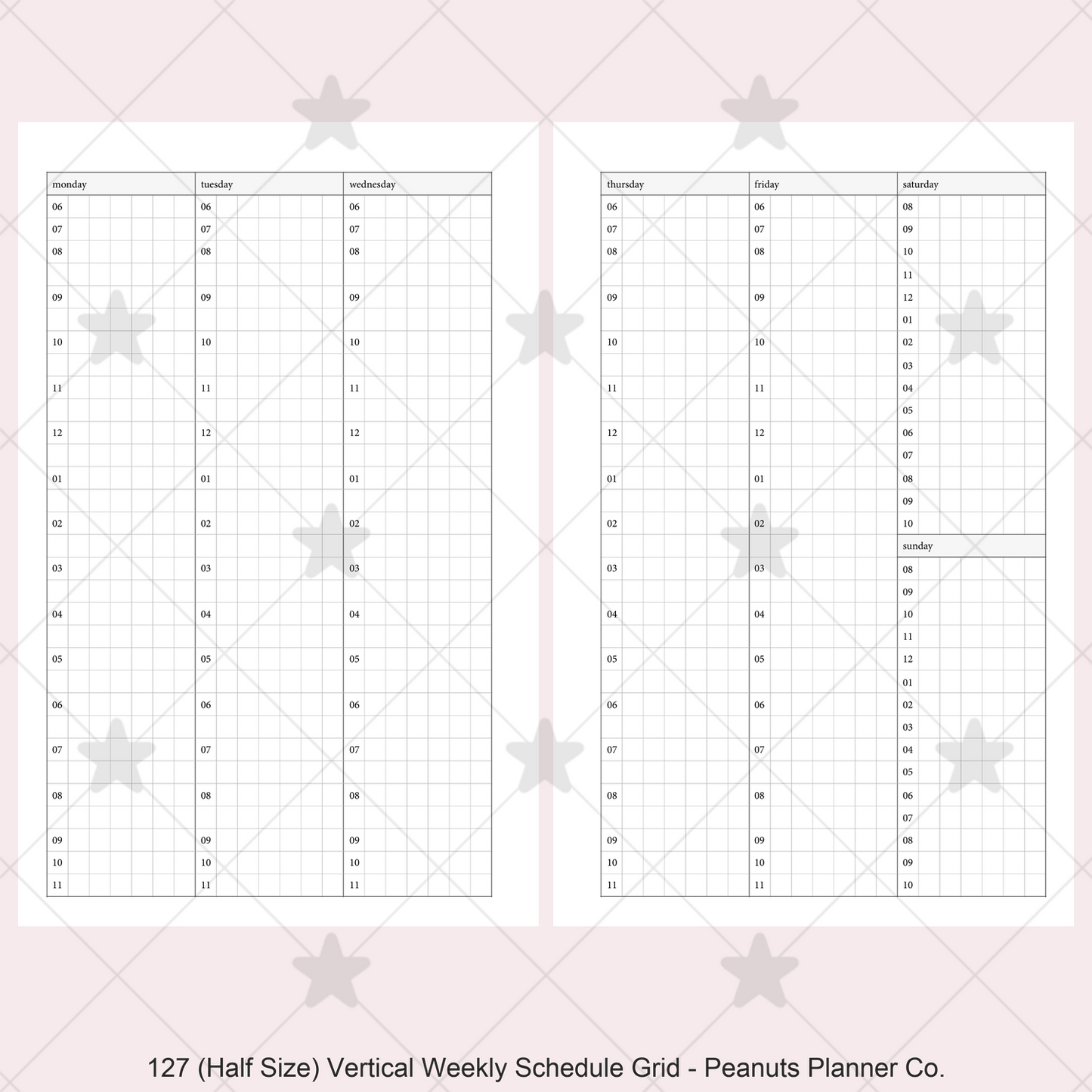 127: Vertical Weekly Timed Schedule Grid Columns Wo2P