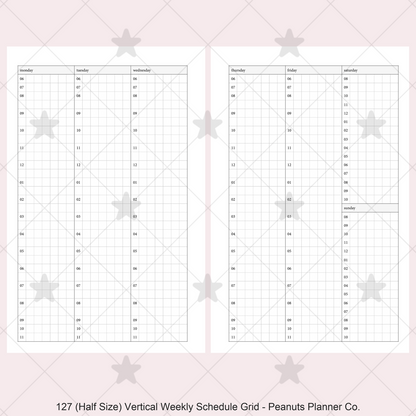 127: Vertical Weekly Timed Schedule Grid Columns Wo2P