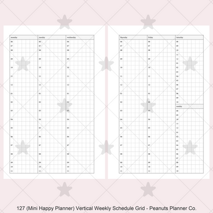 127: Vertical Weekly Timed Schedule Grid Columns Wo2P