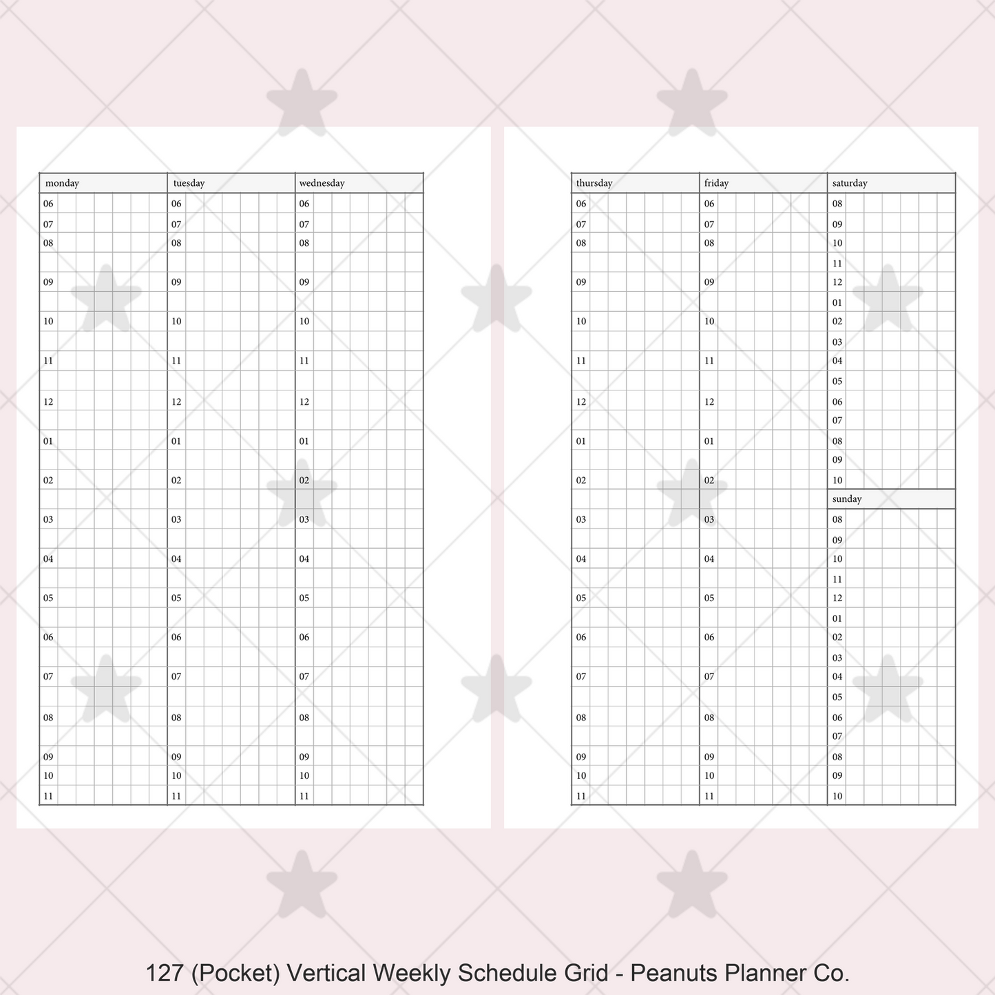 127: Vertical Weekly Timed Schedule Grid Columns Wo2P