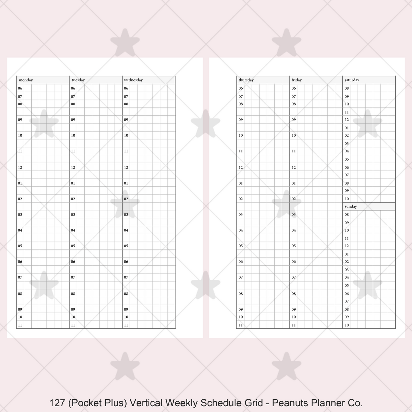 127: Vertical Weekly Timed Schedule Grid Columns Wo2P