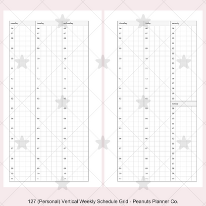 127: Vertical Weekly Timed Schedule Grid Columns Wo2P