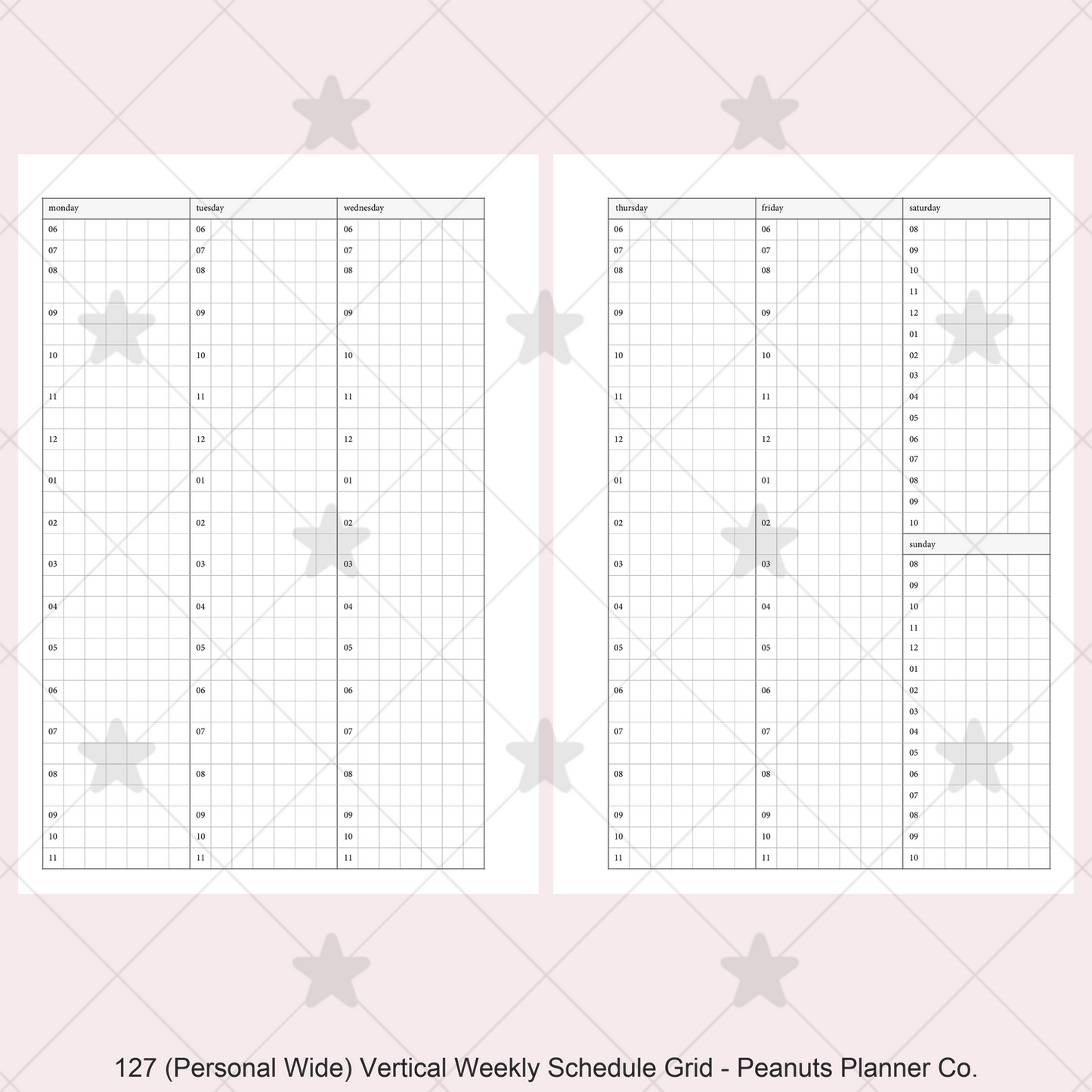 127: Vertical Weekly Timed Schedule Grid Columns Wo2P