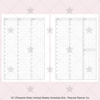 127: Vertical Weekly Timed Schedule Grid Columns Wo2P