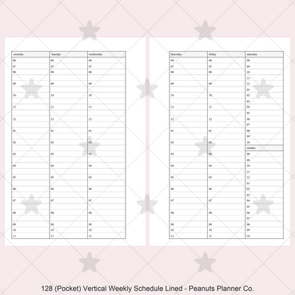 128: Vertical Weekly Timed Schedule Lined Columns Wo2P