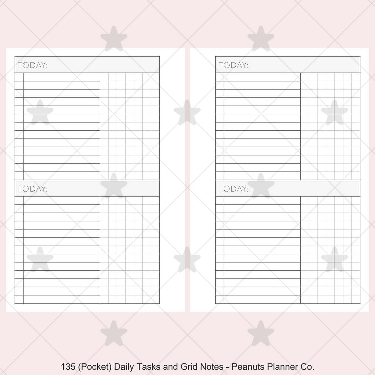 Planner Insert 135: Daily Tasks & Grid Notes 2Do1P – Peanuts Planner Co.