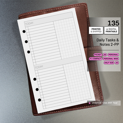 135: Daily Tasks & Grid Notes 2Do1P