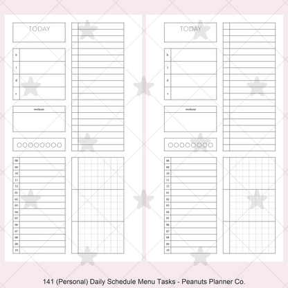 141: Daily Timed Schedule w/ Menu & Tasks