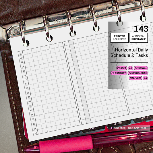 143: Horizontal Daily Timed Schedule w/ Tasks and Notes Column Do1P