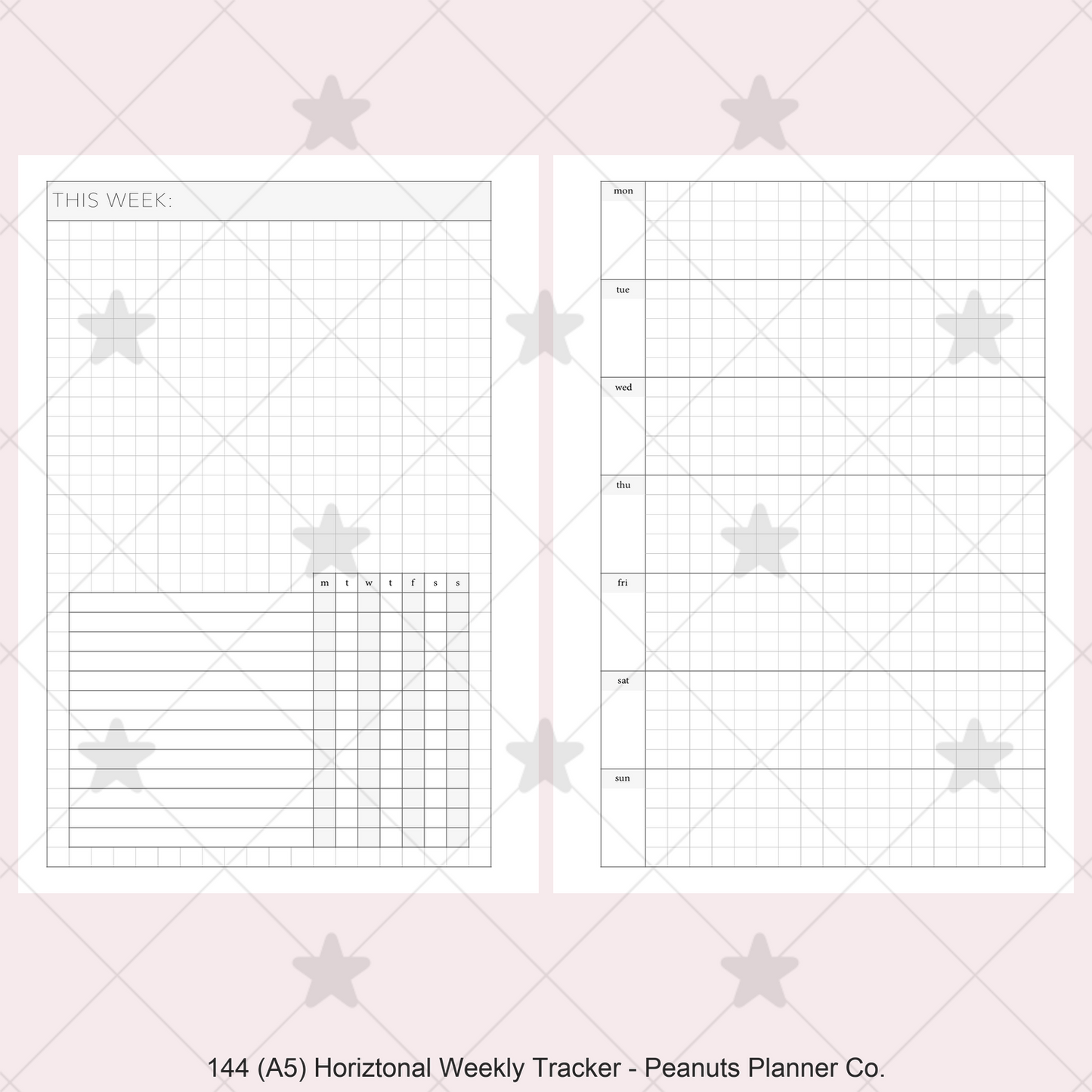 144: Horizontal Grid Weekly w/ Daily Habit Tracker Wo1P Wo2P