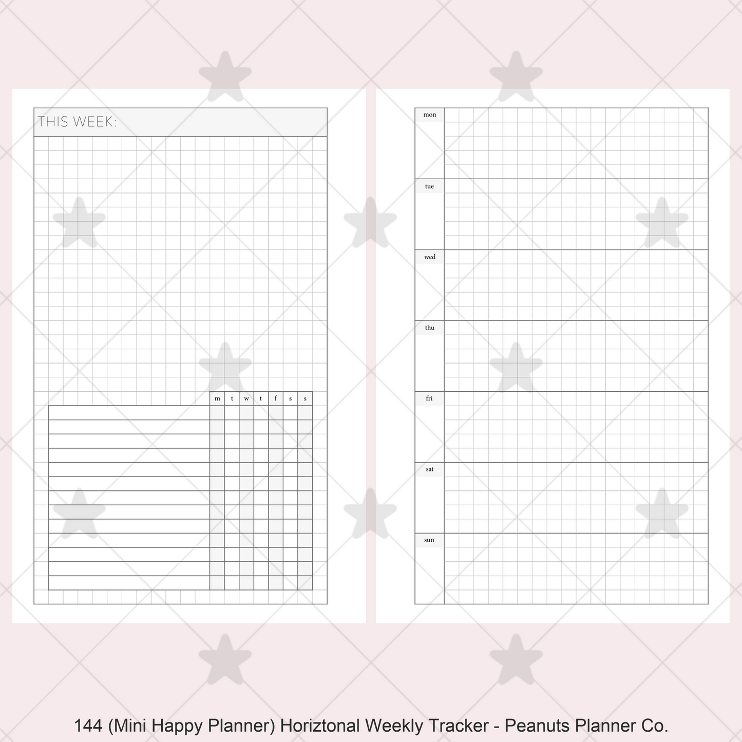 144: Horizontal Grid Weekly w/ Daily Habit Tracker Wo1P Wo2P